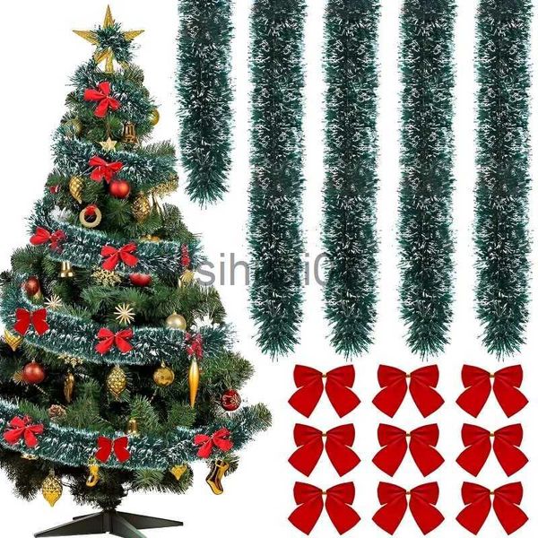 Decorazioni natalizie 2024 Nuova ghirlanda di Natale Decorazioni per porte da parete per feste di casa Strisce di ornamenti per alberi di Natale con forniture per feste di compleanno Bowknot 2M x1020