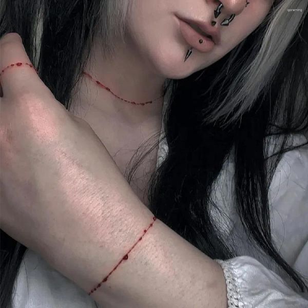 Charme pulseiras gótico fino gota de sangue colar para mulheres meninas personalidade punk curto cosplay jóias decoração de halloween