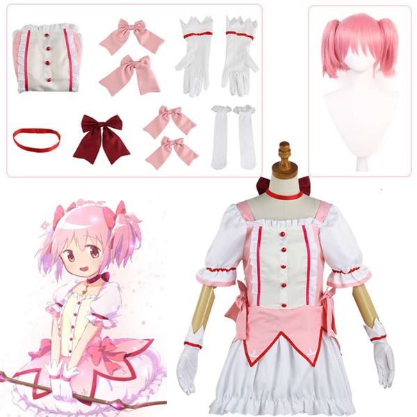 Anime cosplay traje magica vestido peruca kaname madoka roupas para comic concosplay