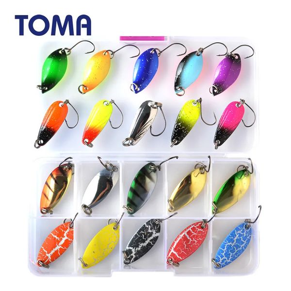 Iscas iscas TOMA Trout Spoon Lure Set Metal Bait 2.5g 3g 4.5g 5g Cores misturadas Pesca Pesca de água doce Equipamento Isca Artificial Lake Fishing 231020