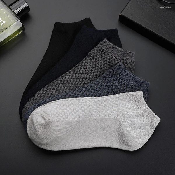 Herrensocken, 5 Paar, hochwertige Business-Socken, atmungsaktiv, bequem, weich, Kompression, kurze Bambusfaser, knöchellang, lässig, niedrig geschnitten