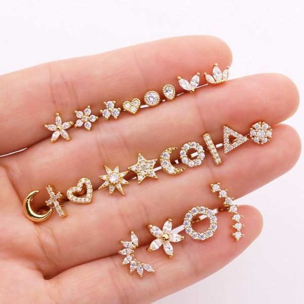 Moda de aço inoxidável mini zircão cartilagem piercing brinco para mulheres helix piercing feminino jóias do corpo 1pc