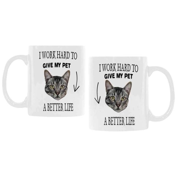 Забавная белая кружка с изображением домашнего животного и кошки, лучшая жизнь, керамическая чашка для чая с персонализированным изображением, 11 унций в подарок