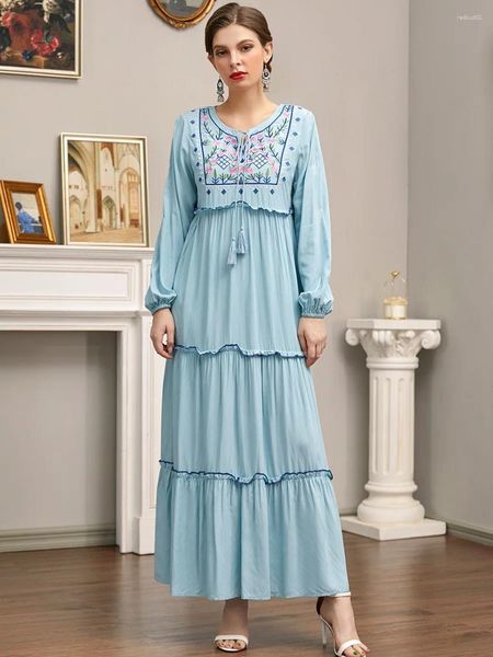 Этническая одежда макси с длинным рукавом Ближний Восток арабский исламский халат женское скромное мусульманское платье Абая для дам