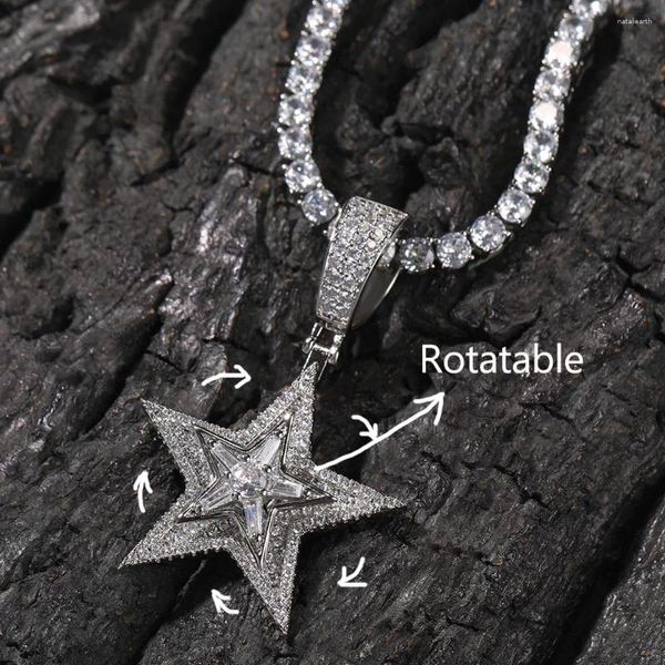 Ожерелья с подвеской, вращающееся ожерелье с пентаграммой, Iced Out Star для женщин и мужчин, унисекс, креативный тренд, подарок