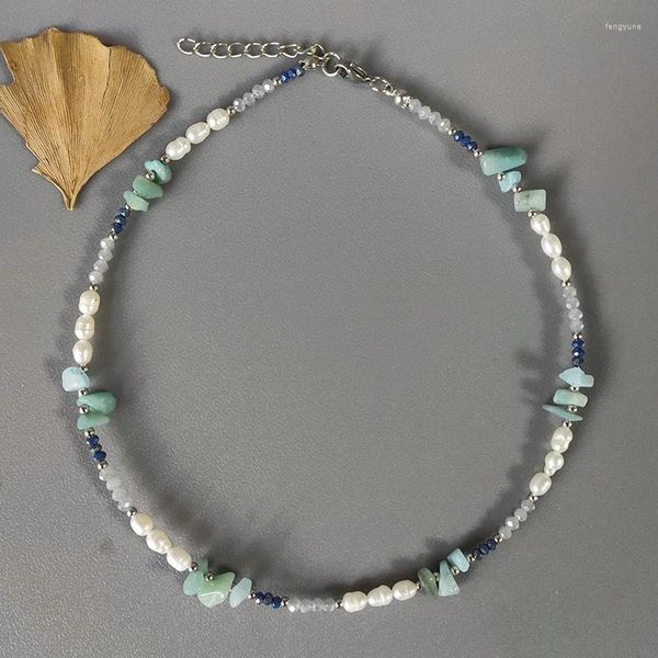 Ожерелья с подвесками ручной работы, оригинальный цветной камень, ожерелье из натурального пресноводного жемчуга для женщин, высокое качество, модные ювелирные аксессуары, подарок
