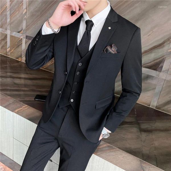 Abiti da uomo business (abito gilet e pantaloni) Moda versione britannica coreana dell'abito da sposa slim da gentiluomo in tre pezzi