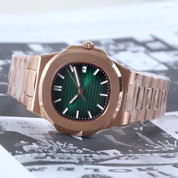 Relógios de pulso sem logotipo relógio movimento automático nh35 relógios mecânicos para homens pulseira de luxo sem mostrador à prova d' água rosegold