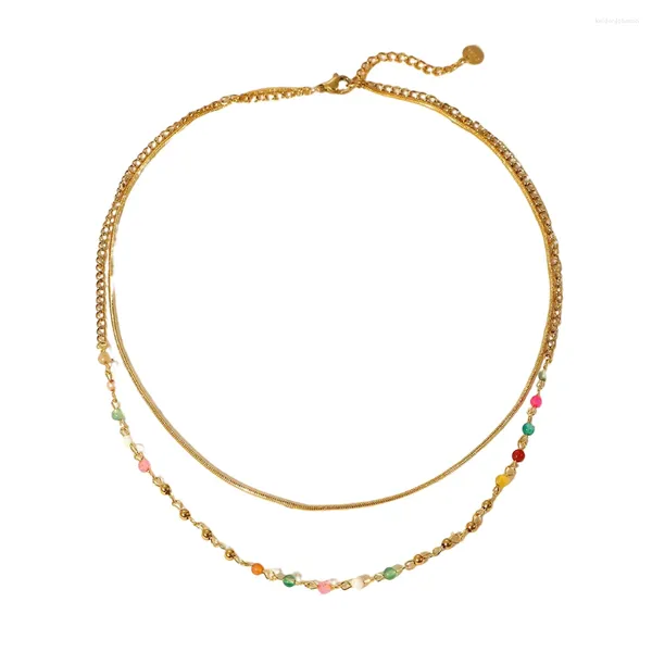 Ketten Damen-Halskette, doppellagig, Perlen, dekorative Halskette, verstellbarer Halsreif, Schmuck, Party, Jahrestag, Mädchen-Dekoration