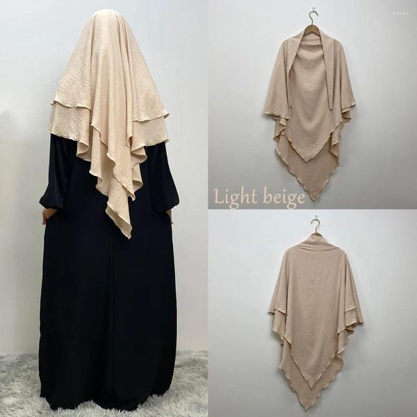 Abbigliamento etnico Tinta unita Lungo Hijab Velo Copertura Viso Foulard Medio Oriente Elegante Sciolto Preghiera islamica Khimar Donne musulmane Jilbab