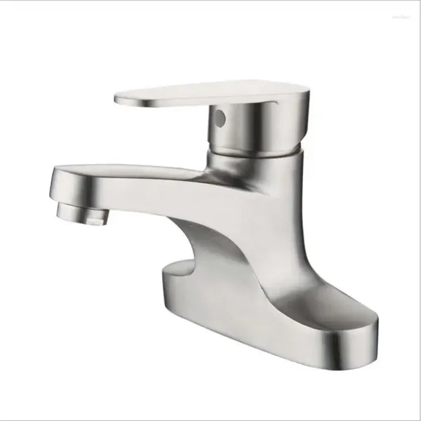 Rubinetti per lavabo G1 / 2 Rubinetto per lavabo a doppio foro in acciaio inossidabile 304 Maniglia singola e miscelatore per acqua fredda Rubinetto vecchio stile