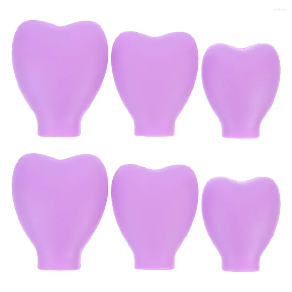 Pincéis de maquiagem 6 Pcs Escova Capa de Poeira Cosméticos Cabeça Suporte de Silicone Tampa Lip Cobre Caneta de Beleza Protetora