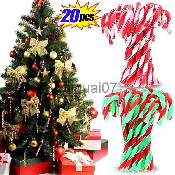 Decorações de Natal 20/10 PCS Bastão de Doces Árvore de Natal Decoração Pendurada Xmas Prop Enfeites Navidad Natal Feliz Ano Novo 2024 Enfeites de Natal x1020