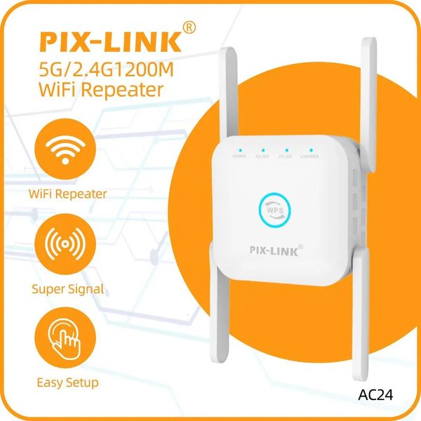 Router PIX LINK AC24 1200 Mbit/s WiFi Range Extender 2 4 5 GHz Signalverstärker Repeater Abdeckung von bis zu 7500 Quadratfuß mit Access Point für Zuhause 231019