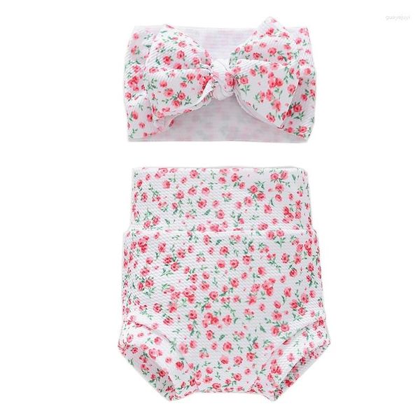 Shorts bebê menina bowknot bandana pontos florais calças soltas roupa interior menino bloomer gota