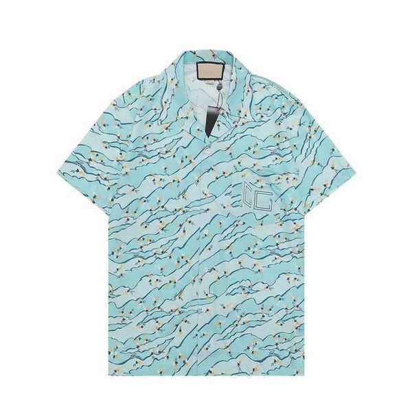 Camisas de grife masculinas 2023 novo verão manga curta camisas casuais moda solta polos estilo praia respirável camisetas roupas 15239y