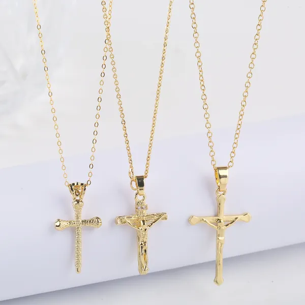 Anhänger Halsketten 5 Arten von Kreuz für Frauen Zirkon Schmuck Geschenk Großhandel Drop