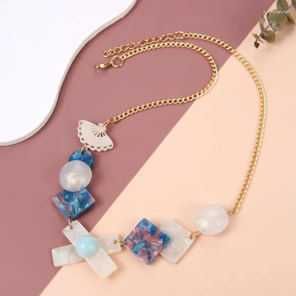 Ожерелья с подвесками, винтажные геометрические акриловые подвески для женщин, массивное ожерелье ручной работы с воротником-нагрудником