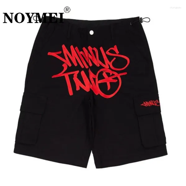 Shorts masculinos Noymei Y2k Carta Padrão Moda Estilo Americano All-Match Calças Casuais Perna Larga High Street Hip-Hop Verão WA2110