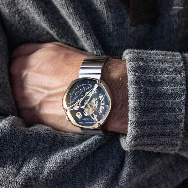 Relógios de pulso Eoeo relógio masculino mecânico luxo relógios automáticos de aço inoxidável à prova d'água moda relógio de pulso 2023 relojes hombre