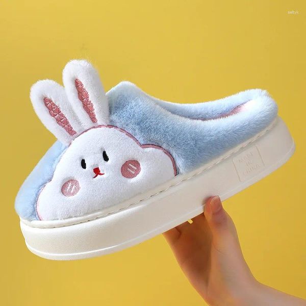 Chinelos Casa Chinelo Mulheres Urso Inverno Quente Kawaii Contton Pelúcia Engraçado Bonito Piso Interno Não Deslizamento Homens Masculinos Sapatos Femininos