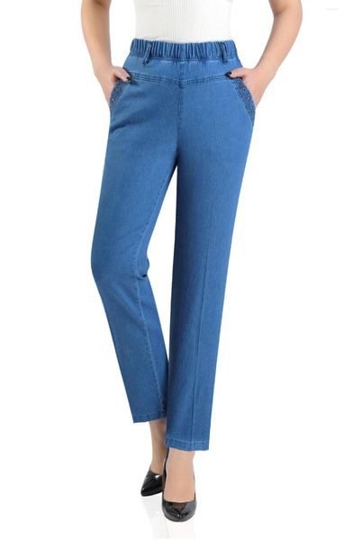 Jeans femininos tuhao mãe mãe cintura alta 5xl 4xl 3xl calças jeans mulheres cintura elástica oversized estiramento vintage calças wm22