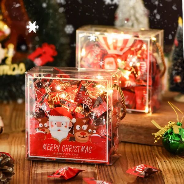 Geschenkpapier 5 Stück Weihnachtsgeschenkbox Transparente tragbare Boxen Nougat Süßigkeiten Schokolade Lebensmittelverpackungsbox Jahr Weihnachten Partydekorationen 231020