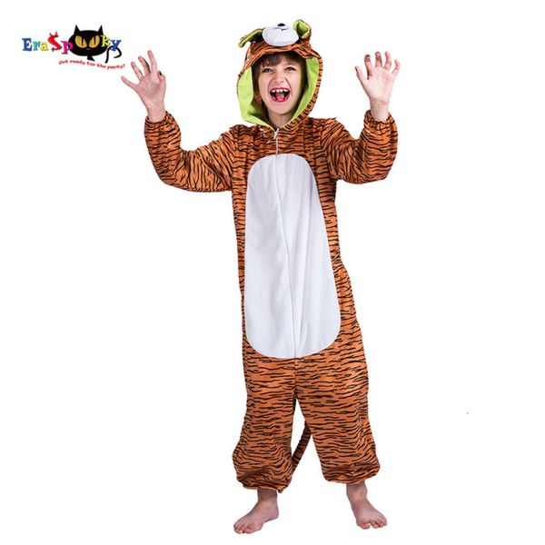 cosplay Eraspooky 3-12T Tuta animale adorabile Stripe Tiger Cosplay Costume di Halloween per bambini Tutina Ragazzi Ragazze Carnevale Fancy Dresscosplay