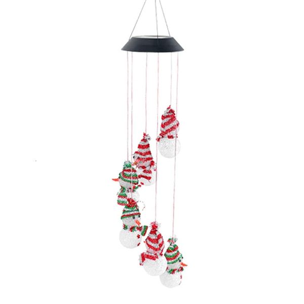 Decorações de Natal Mudança de cor Snowmans String Lights Colorido Um Arraste Seis Decoração de Feriado Solar Durável 231019