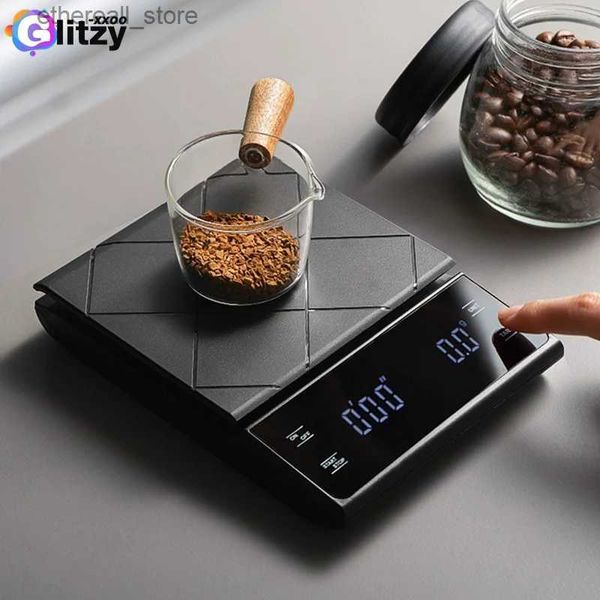 Bilancia da cucina per bagno 3 kg / 0,1 g Peso da cucina digitale Grammi Bilancia elettronica Bilancia per caffè ad alta precisione Portatile con timer Polvere per caffè espresso Q231020