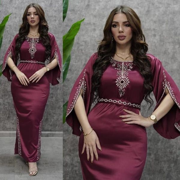 Этническая одежда, женское арабское вечернее платье со стразами, вечернее платье на Ближнем Востоке, кафтан Дубай, Абая, элегантный пояс, женский джалабия, молния сзади, ислам