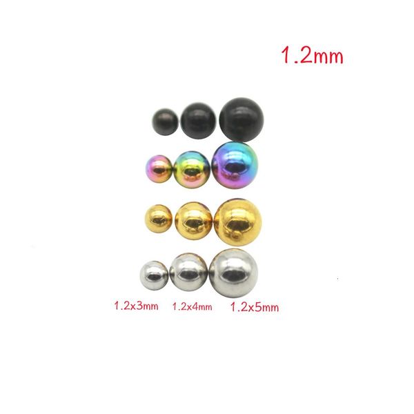 Stud 200 pcs Parafuso Plain Bola Substituição Lip Stud Orelha Sobrancelha Anel Língua 16G Moda Corpo Piercing Jóias Preto Cor de Ouro Arco-íris 231020