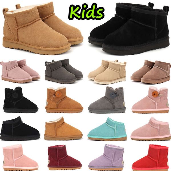 Stivali per bambini Bambino Australia Scarponi da neve Designer Scarpe per bambini Inverno Classico Ultra Mini Bottone Neonati maschi Stivaletti alla caviglia Bambino Pelliccia scamosciata 222