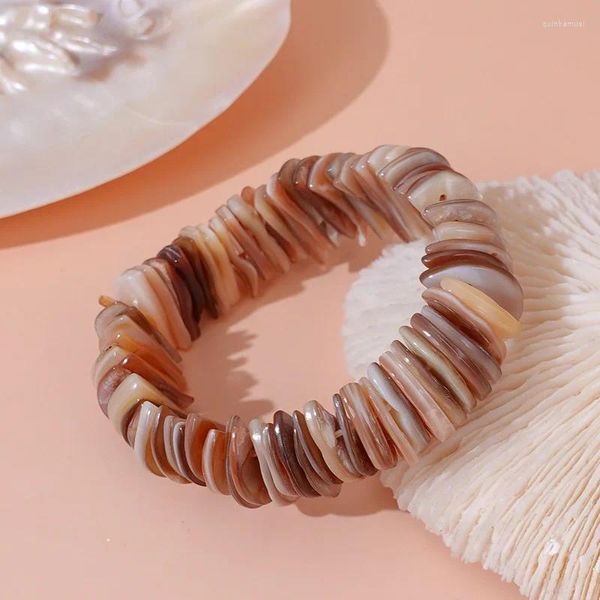 Link pulseiras estilo boêmio concha natural pulseira de corda elástica para mulheres ins diy pulseiras artesanais moda jóias acessórios presente