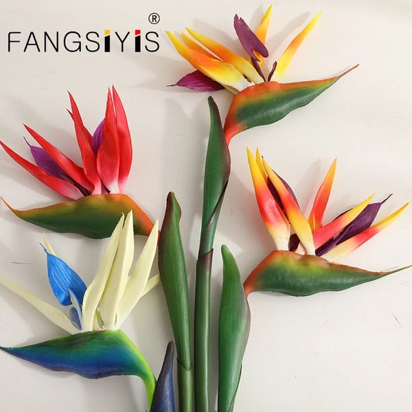 Ghirlande di fiori decorativi 1PC Strelitzia artificiale Fiore finto Uccello del paradiso 80 cm Pianta di simulazione per composizioni floreali Art Holiday Home Party Decor 231020