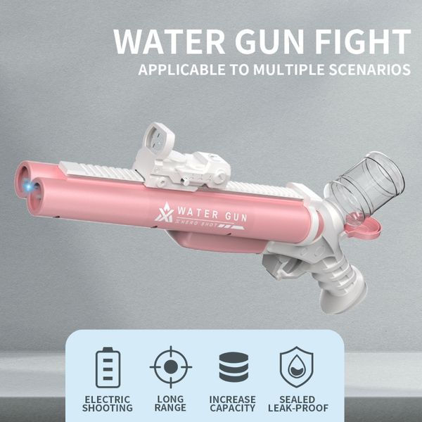 Nova pistola de água elétrica de cano duplo arma de brinquedo verão diversão piscina brinquedo de alta velocidade tiro água para crianças jogos ao ar livre