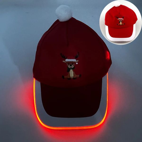 Cappelli da festa Festa di Natale LED Berretto da baseball lampeggiante Cappello regolabile Hip-Hop Cappello luminoso Evento divertente Berretto da baseball notturno Puntelli natalizi 231020