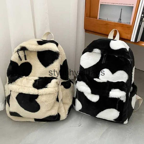 Zaino stile cuore peluche zaino cartone animato zaini peluche zaini carino pelliccia borse da scuola per bambini borsa regalo per bambini Mochilas Parastylishyslbags