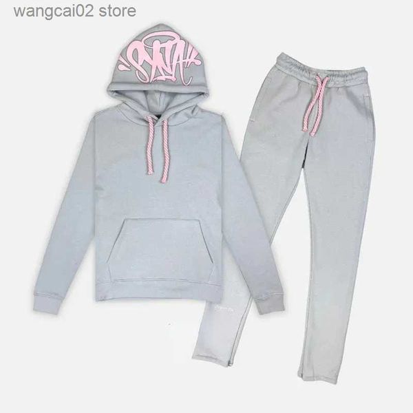 Fatos masculinos Synaworld Y2k Hoodie Sweatpants Conjunto de duas peças Hip Hop Carta Imprimir Oversized Hoodie Sweatpants Set Loose Sportswear Streetwear T240113