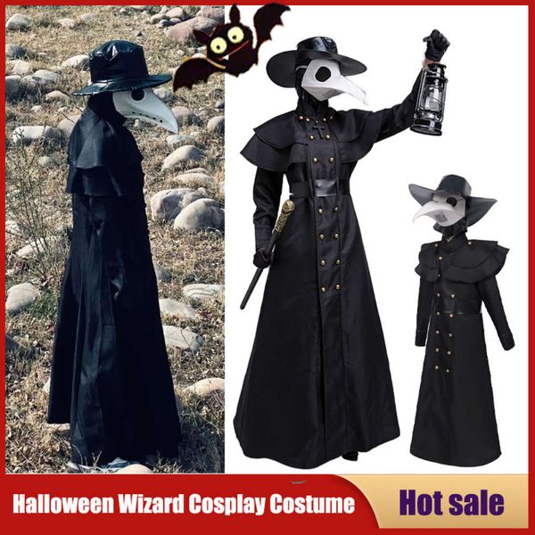 Cosplay per adulti bambini Costume di Halloween medievale con cappuccio veste medico della peste uccello cosplay horror monaco Steampunk carnevale travestimento mantello