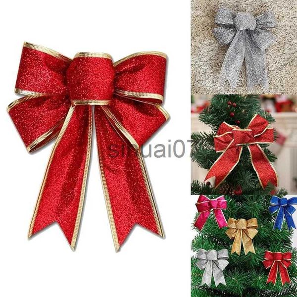 Decorazioni natalizie oro rosso argento con papillon decorazione albero di Natale decorazione nastro natale prua ciondolo a filo dogano nodo gadget navidad x1020