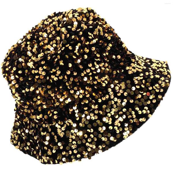 Berretti Cappello da pescatore Stage Cosplay Costume da festa Prop Performance Glitter Paillettes Pescatore