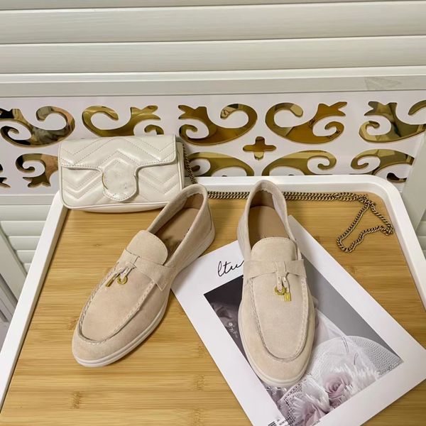 Sapatos baixos de designer de luxo feminino sapatos formais lp sapatos pendurados decoração camurça lefu sapatos de couro genuíno sapatos casuais masculinos 35-45