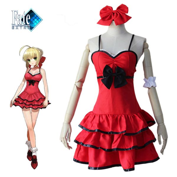 Cosplay Sabre Kırmızı Lolita Elbise Cosplay Ekstra CCC Kader Konaklama Gece Sıfır Japon Anime Nero Claudius Cadılar Bayramı Costumecosplay