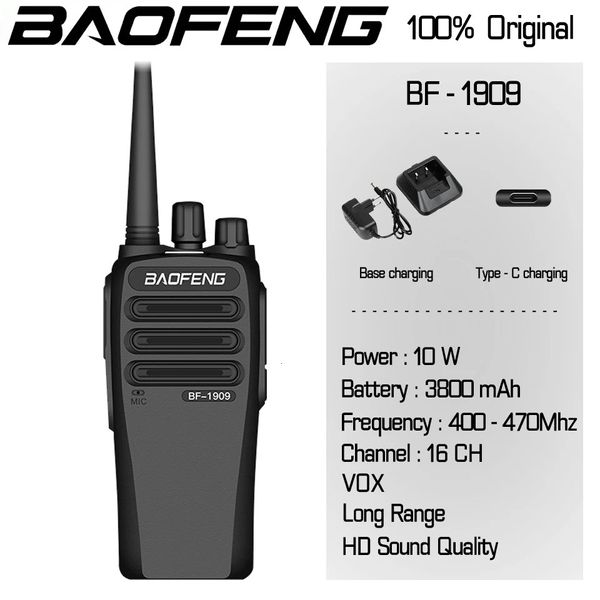 Walkie Talkie BaoFeng BF 1909 Transceptor de rádio bidirecional Atualização de longo alcance de BF 888S Hunt City 10W de alta potência Dual Band 231019