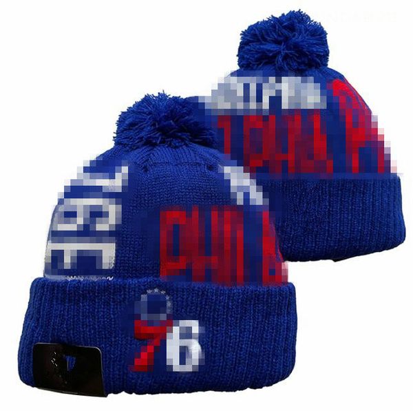 ME Caps Basketball Hats 76ers Beaie todas as 32 equipes Kitt Kited pom philadelphia beaies listrado lateral lã Warm USA College Sport Kit Hats Cap para