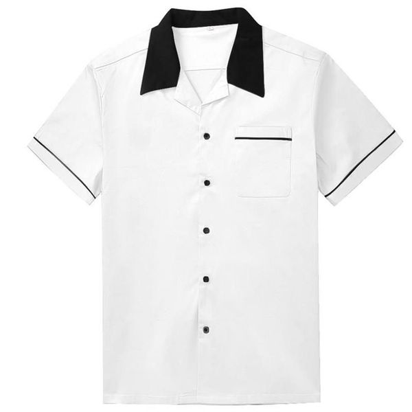 Mode Schwarz Kragen Weiße Hemden Männer Kurzarm Baumwolle Rockabilly Große Größe Casual Westlichen Mann Arbeit Kleidung Men's263R