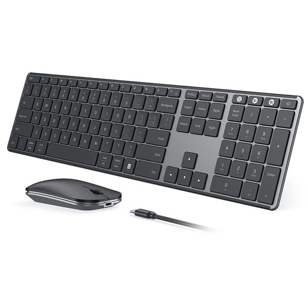 Combo tastiera e mouse Wireless Bluetooth e Combo Multi dispositivo ricaricabile Slim per Win 8 10 Pro Air iPad 231019