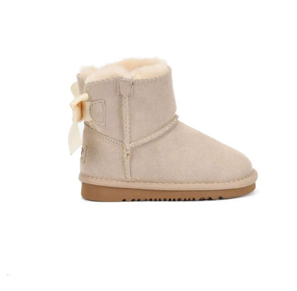 Damen Kinder Schneestiefel Seltsame Lederschuhe mit Schmetterlingsknoten hinten Modische flache Schuhe10