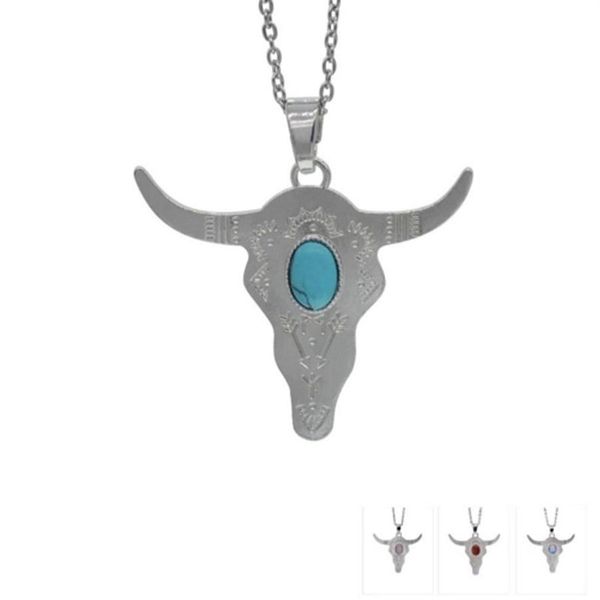 Mode Büffelkopf Perle Silber Farbe Bull Charm Bead Longhorn Harz Horn Vieh Anhänger für Schmuck Karneol y75300D